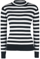 Menace White and Black Stripe Sweater, Jawbreaker, Stickad jumper