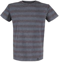 Grå T-shirt med horisontalränder och rund halsringning, Black Premium by EMP, T-shirt