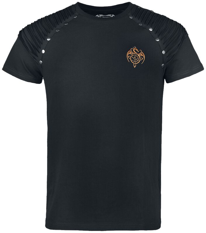 Gothicana X Anne Stokes - svart T-shirt med stort draktryck på baksidan