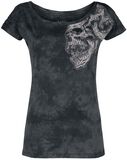 T-shirt med batiktvättning och dödskalletryck, Rock Rebel by EMP, T-shirt