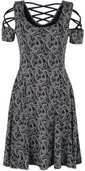Klänning med snörning och tryck i keltisk stil, Black Premium by EMP, Kort klänning