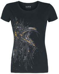T-shirt dam med konstskiss - korp, Black Premium by EMP, T-shirt