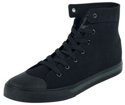 Svarta sneakers med ankarbrodyr och färgdetaljer, Black Premium by EMP, Höga sneakers