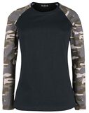 Långärmad tröja med camo-ärmar, Black Premium by EMP, Långärmad tröja