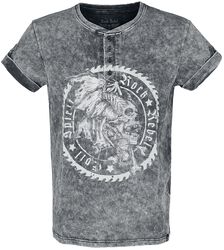 T-shirt i vintagestil med knappslå, Rock Rebel by EMP, T-shirt