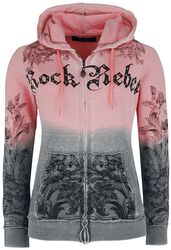 Hooded Jacket with Rhinestones and Print, Rock Rebel by EMP, Luvjacka