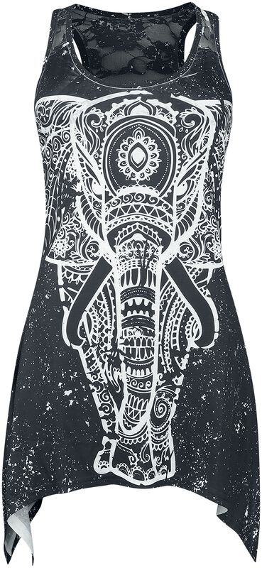 Spiritual elephant lace panel vest
