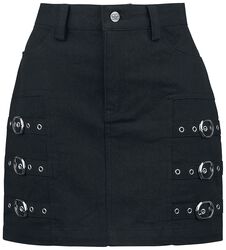 Kort kjol med dekorativa spännen, Black Premium by EMP, Kort kjol