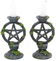 Wiccan Pentagram Candlesticks, Anne Stokes, Ljusstake