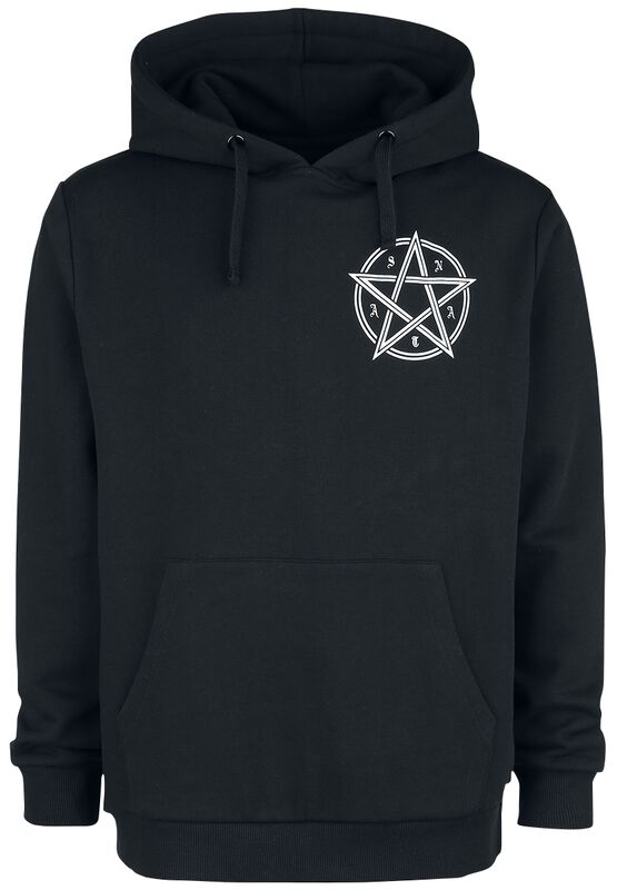 Black Hooded Shirt with Print on Chest and Back