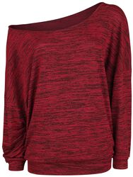 Oversize Melange Wide-Neck Sweater, RED by EMP, Stickad jumper