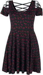 Klänning med snörning och runor, Black Premium by EMP, Kort klänning