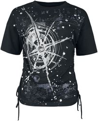 T-shirt med blankt silverframsidestryck, Black Premium by EMP, T-shirt