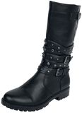 High Studded Strap Boot, Black Premium by EMP, Kängor