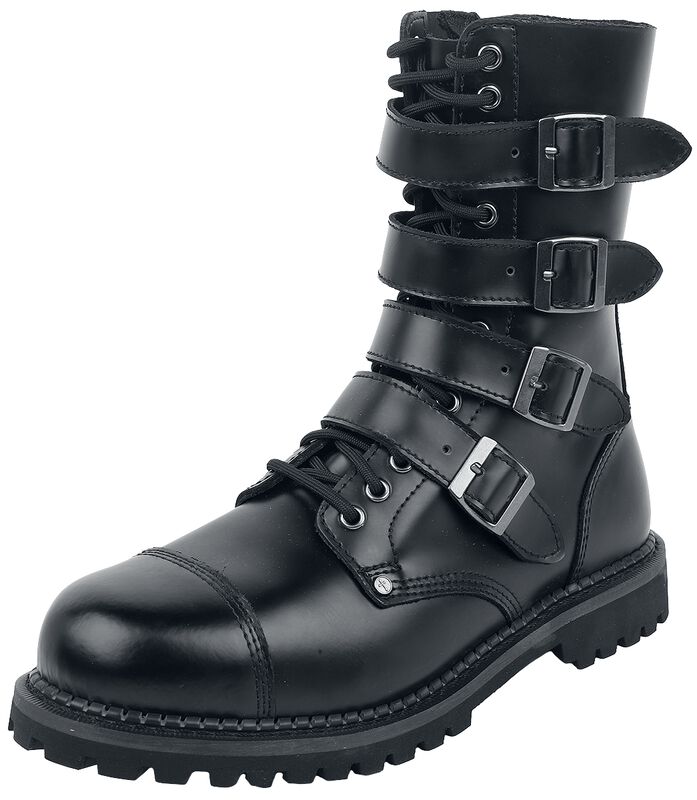 Svarta boots med snörning och spännen