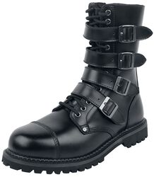 Svarta boots med snörning och spännen, Gothicana by EMP, Känga