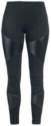Svarta leggings med inlägg i läderimitation, Black Premium by EMP, Leggings