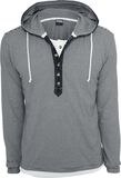 Fine Stripe Button Jersey Hoody, Urban Classics, Långärmad tröja