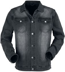Mörkgrå helknäppt jacka med bröstfickor, Black Premium by EMP, Jeansjacka