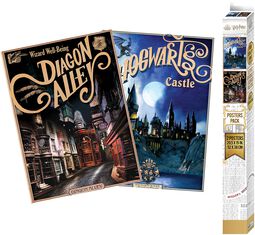 Retro Hogwarts and Diagon - Poster 2-set Chibi-design, Harry Potter, Poster