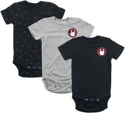 Barn - 3-pack babybodies i svart/grått, EMP Basic Collection, Body