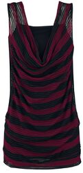 2 in 1 Double Layer Stripe Mesh Top, RED by EMP, Topp
