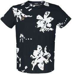 T-shirt med vita blommor och liten broderad detalj, Black Premium by EMP, T-shirt