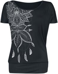 Svart T-shirt med tryck och rund halsringning, Gothicana by EMP, T-shirt