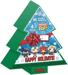 Gingerbread Tree Christmas Box - POP! set med 4 nyckelringar, DC Comics, Funko Pocket Pop!
