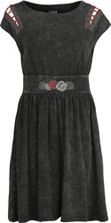 Cut Out Dress with Roses, Black Premium by EMP, Halvlång klänning