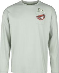 Longsleeve With Frontpocket And Small Print, RED by EMP, Långärmad tröja