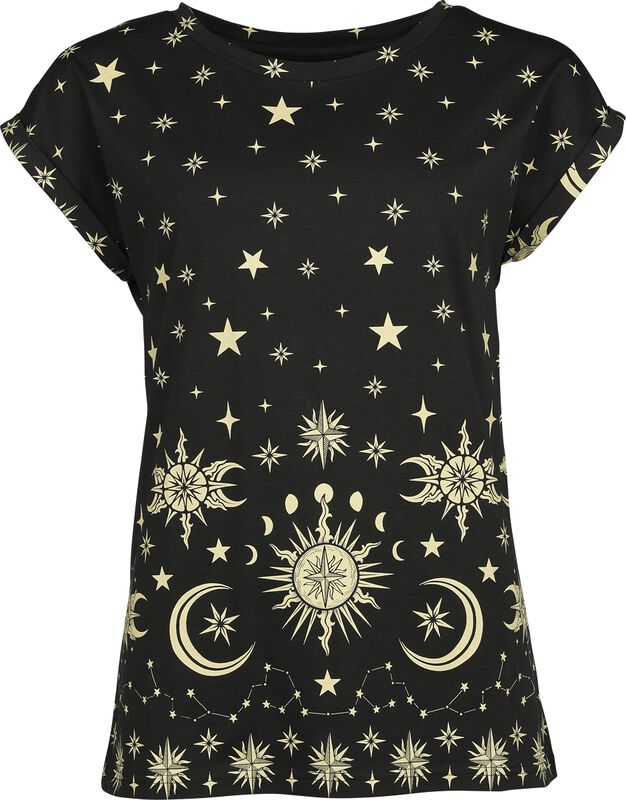 T-shirt med sol, stjärnor och måne