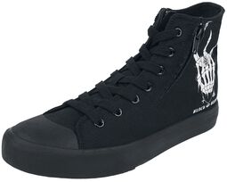Sneakers med skeletthand, Black Blood by Gothicana, Höga sneakers