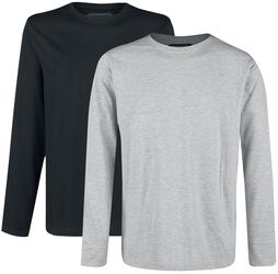 Dubbelpack långärmade tröjor grå och svart med rund halsringning, RED by EMP, Långärmad tröja
