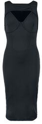 Bodycon Dress with Double Neckline, Black Premium by EMP, Halvlång klänning