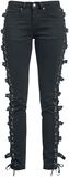 Svarta jeans med snörning och spännen, Gothicana by EMP, Jeans