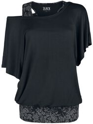 Topp i dubbla lager med heltäckande tryck på linne, Black Premium by EMP, T-shirt