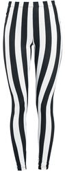 Svart/vit-randiga leggings, Gothicana by EMP, Leggings