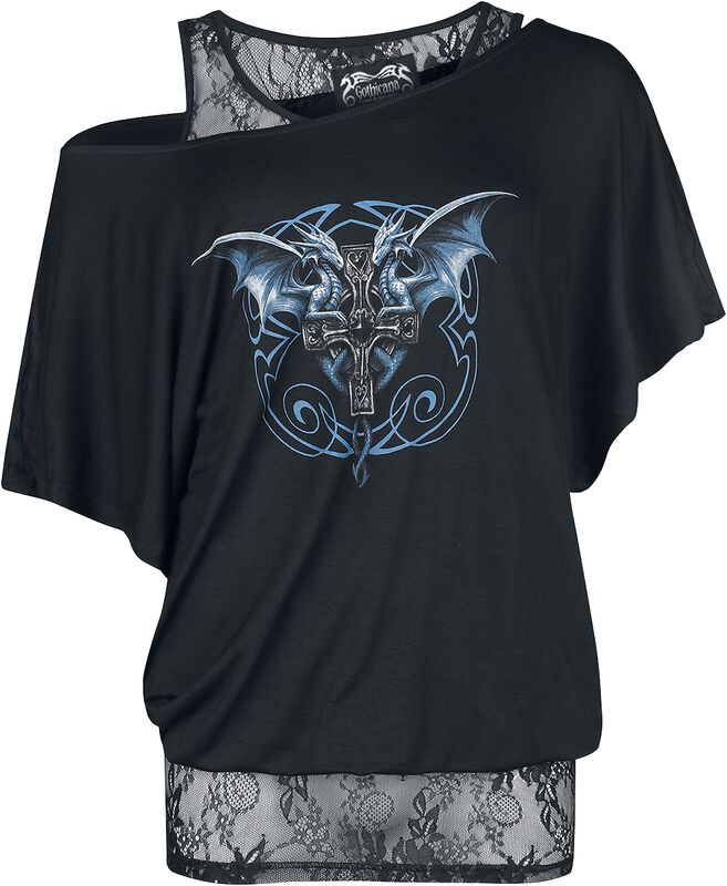 Gothicana X Anne Stokes - T-shirt i dubbla lager