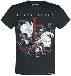 T-shirt med demoniskt dödskalletryck, Black Blood by Gothicana, T-shirt
