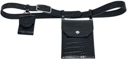 Croco Synthetic Leather Belt With Pouch