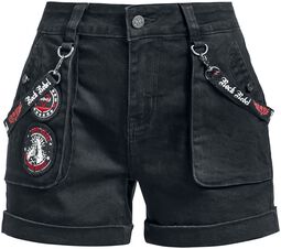 Sköna shorts med patchar och band, Rock Rebel by EMP, Shorts