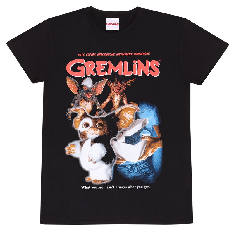 T-shirt Officiel Gremlins 'Homage Style' Noir - 100% Coton, Manches Courtes, Coupe Regular - Neuf Avec étiquette