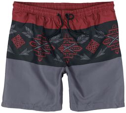 Tricolor Swim Shorts with Arrow Print, Black Premium by EMP, Badbyxor