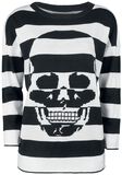 Stripes And Skull Sweatshirt, Gothicana by EMP, Stickad jumper
