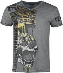 T-shirt med dödskalle- och krontryck, Rock Rebel by EMP, T-shirt