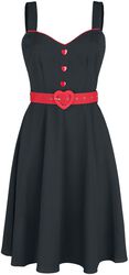Queen Heart Button Flare Dress, Voodoo Vixen, Halvlång klänning
