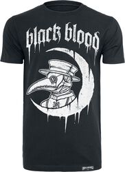 T.shirt med månskära och pestdoktor, Black Blood by Gothicana, T-shirt
