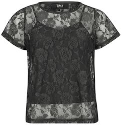 Topp i dubbla lager med motivspets, Black Premium by EMP, T-shirt