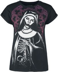 T-shirt med nunnetryck, Gothicana by EMP, T-shirt
